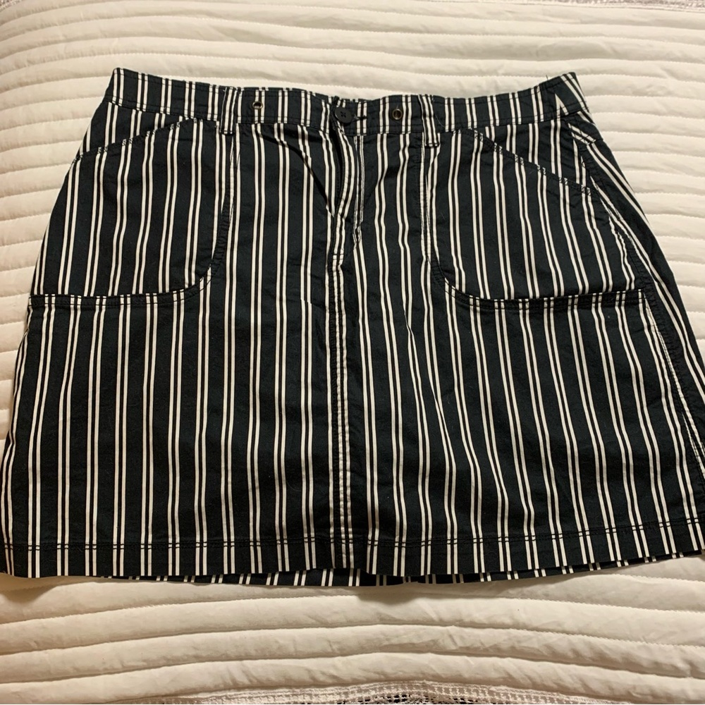 Black and White Striped Mini Skirt